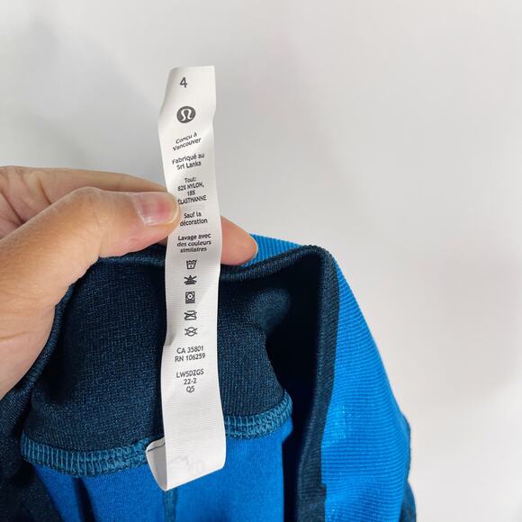 Lululemon Womens 4 Blue Poolside Seamless Mesh High Rise Training Leggings 25" - Picture 9 of 9